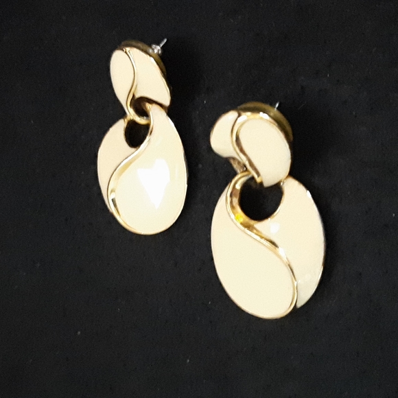 Signed Givenchy Gold Enamel Earrings - Picture 3 of 6